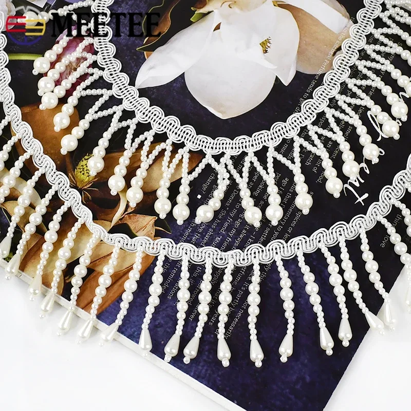 Beaded Trim Fringe - 1/2 Metri di Perle In Rilievo